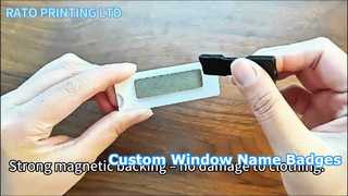 Huy hiệu tên acrylic tùy chỉnh có cửa sổ | Hỗ trợ từ tính | Huy hiệu tên tùy chỉnh