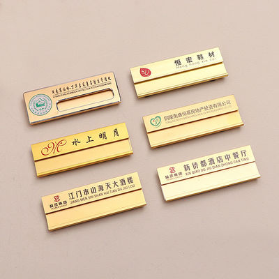Aluminum Alloy Custom Name Tags With Vodafone Logo Printing Metal Name Badges For Employees