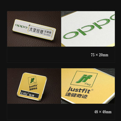 Custom Engraved Name Tags Magnetic With Logo Color Filling Reusable Metal Name Badges