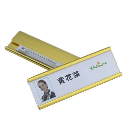 Gold blank Reusable Name Tags nurse name badge with safety pin wholesale or retail