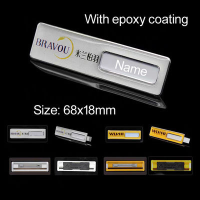 Bespoke Aluminum Alloy Epoxy Name Badges Branded Name Tags With Name Window