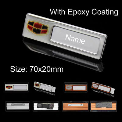 Bespoke Aluminum Alloy Epoxy Name Badges Branded Name Tags With Name Window