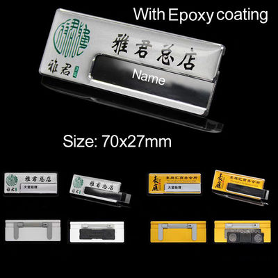 Bespoke Aluminum Alloy Epoxy Name Badges Branded Name Tags With Name Window