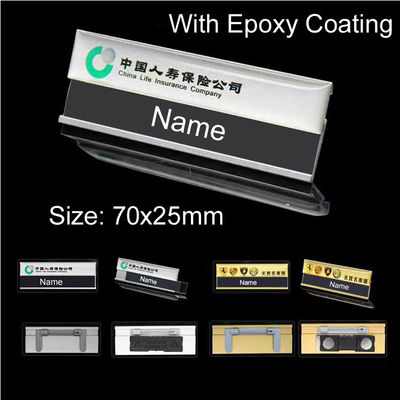 Bespoke Aluminum Alloy Epoxy Name Badges Branded Name Tags With Name Window