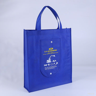 Foldable Non-Woven Tote Bags With Snap Button Pomotional Shopping Bags With Front Pocket