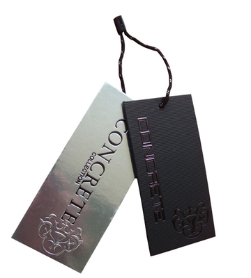 Mua Thẻ xoay giấy bạc tái chế Quần áo sang trọng Hangtag Emboss Black Foil Logo online manufacture
