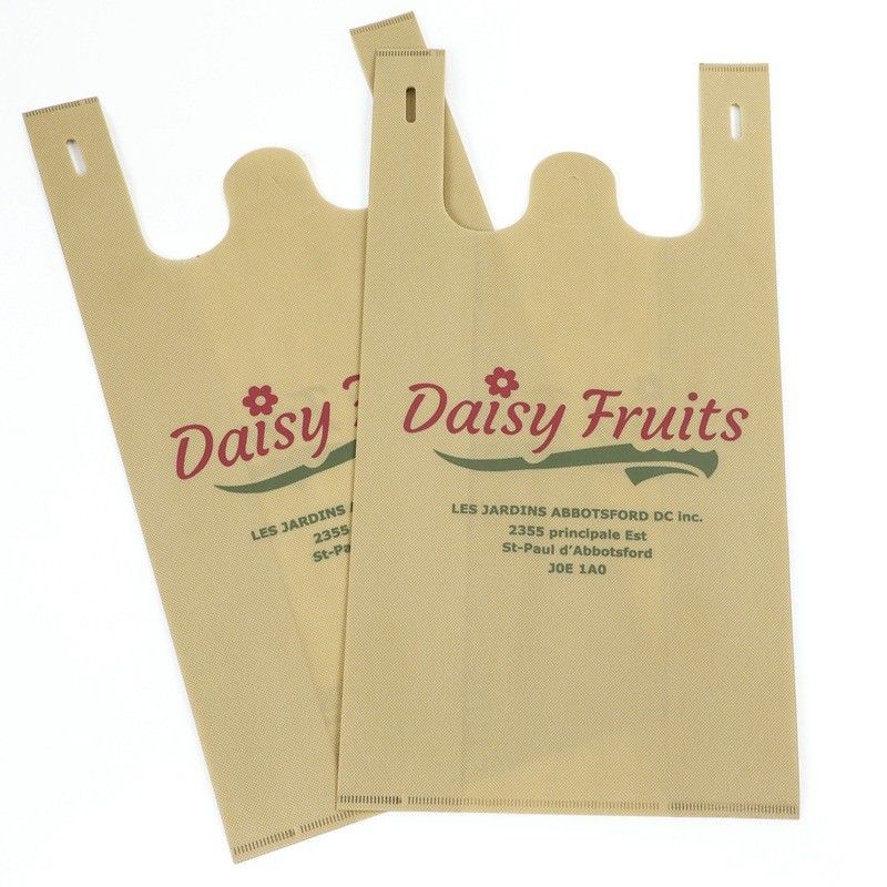 Custom Printed Cheap Non Woven W Cut Carry Bags Wholesale Eco-Friendly Grocery Bags