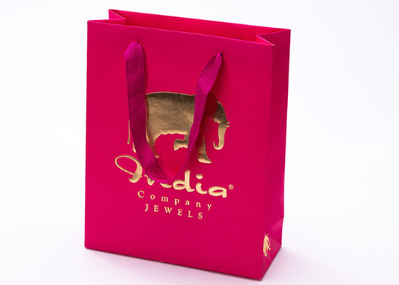 Promotional Custom Printed Red Paper Bags Gift Package With Cotton Handle Rope