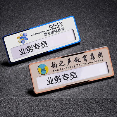 Giá tốt. Nhãn tên bằng thép không gỉ tùy chỉnh với logo có thể thay thế chèn thẻ tên cao cấp Nhà sản xuất trực tuyến