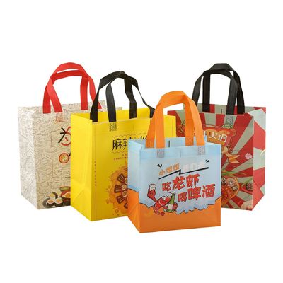 Giá tốt. Thêm nước Laminated Non Woven Takeaway Bag Bao bì thực phẩm bền với in tác phẩm nghệ thuật trực tuyến