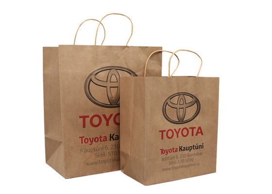 Túi mua sắm giấy kraft màu nâu thân thiện với môi trường tùy chỉnh với nhà cung cấp in logo